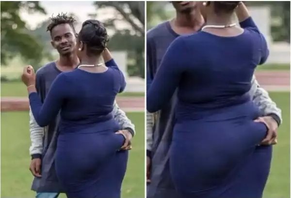 Viral Photo Nigerians reacts after man grabs fiancee’s bum in Pre-wedding photo
